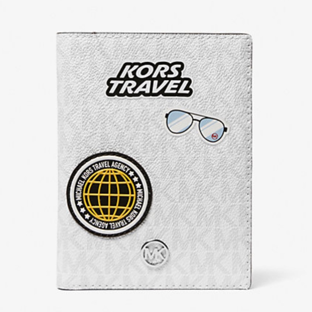 Michael Kors Jet Set Travel Md Embellished Signature Logo Passport Case
Optic Wh